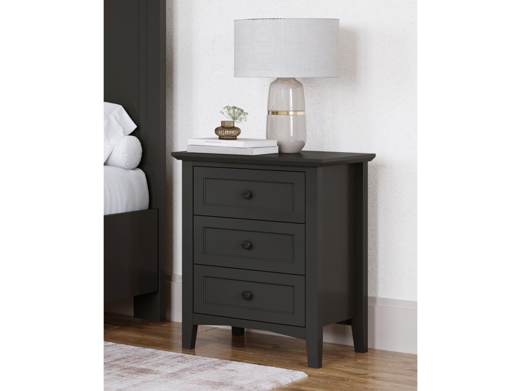 Grace Three Drawer Nightstand in Raven Black - main image