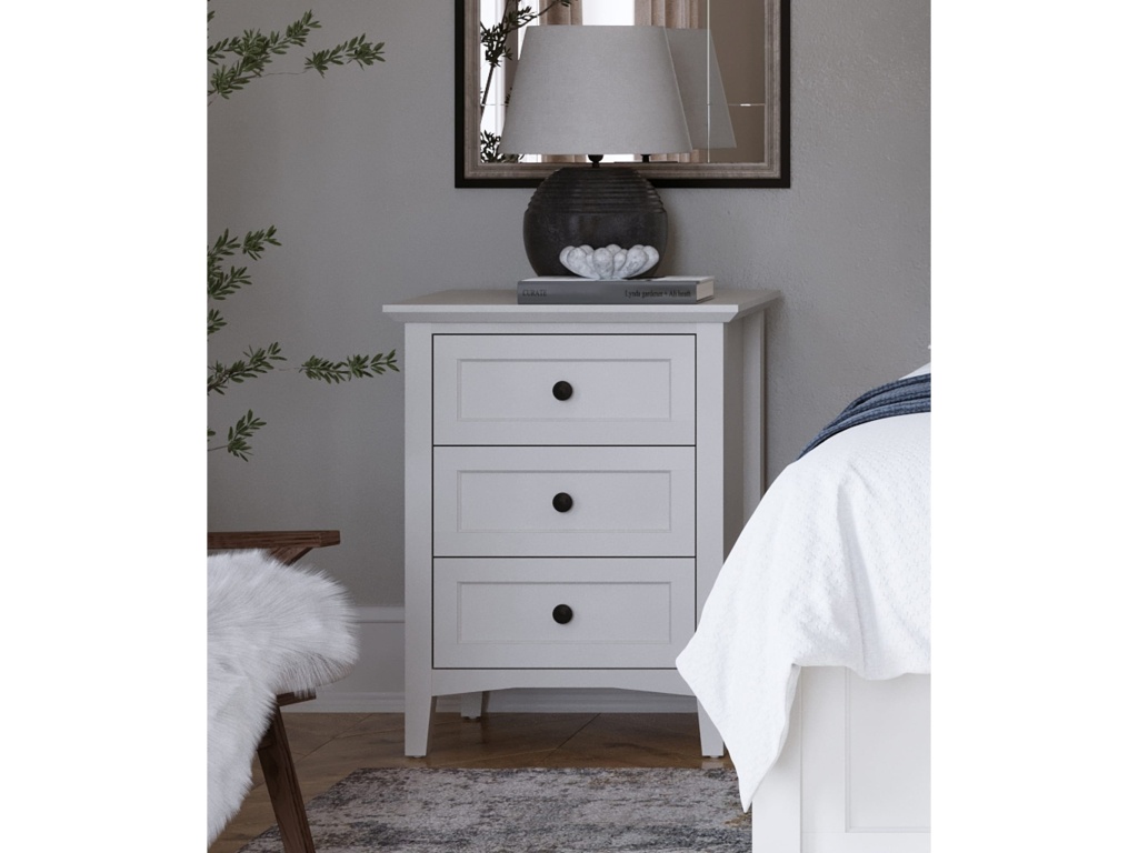 Grace Three Drawer Nightstand in Snowfall White - image 5