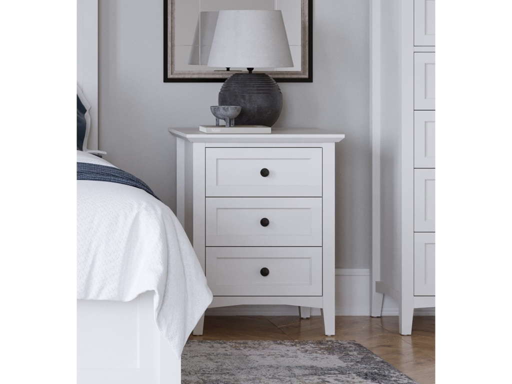 Grace Three Drawer Nightstand in Snowfall White - image 6