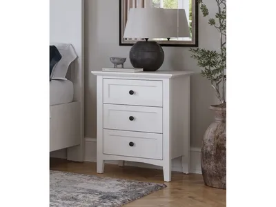 Grace Three Drawer Nightstand in Snowfall White