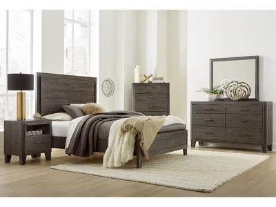 Hadley Solid Wood Panel Bed in Onyx