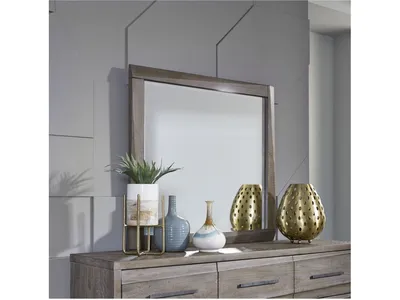 Hearst Solid Wood Beveled Glass Mirror in Sahara Tan