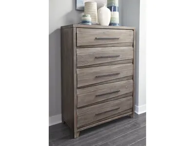 Hearst Solid Wood Five Drawer Chest in Sahara Tan