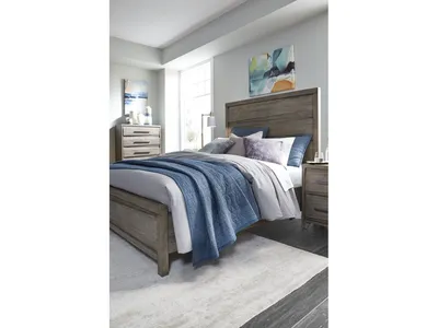 Hearst Solid Wood Panel Bed in Sahara Tan