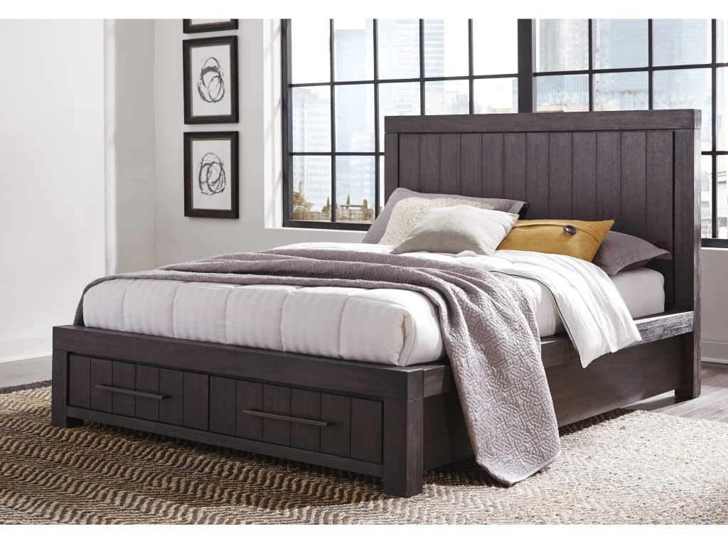 Heath Two Drawer Wood Storage Bed in Basalt Grey - image 1
