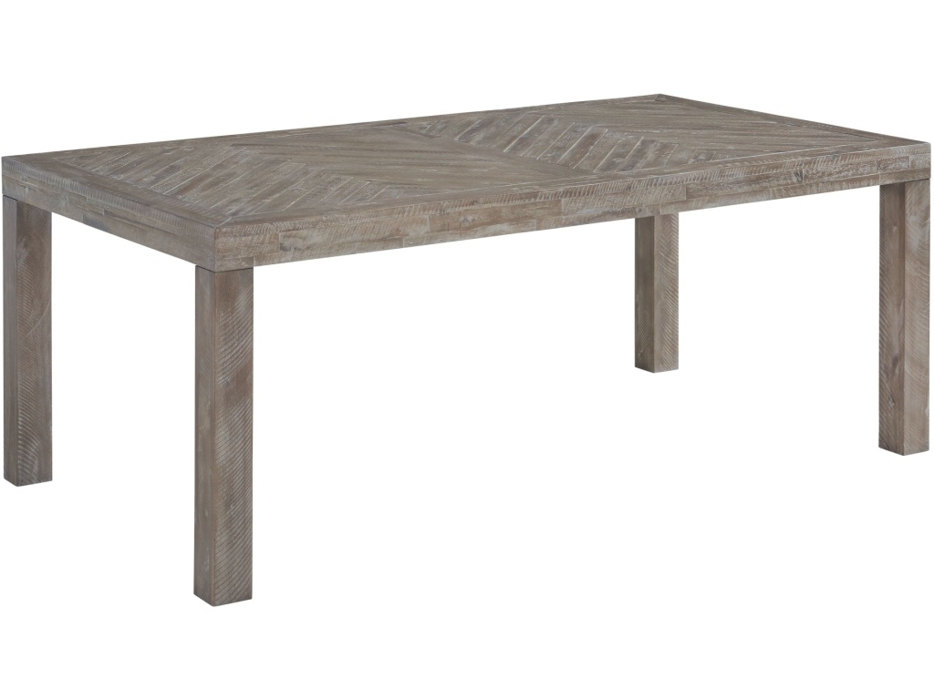 Herringbone Solid Wood Rectangular Dining Table in Rustic Latte - image 3