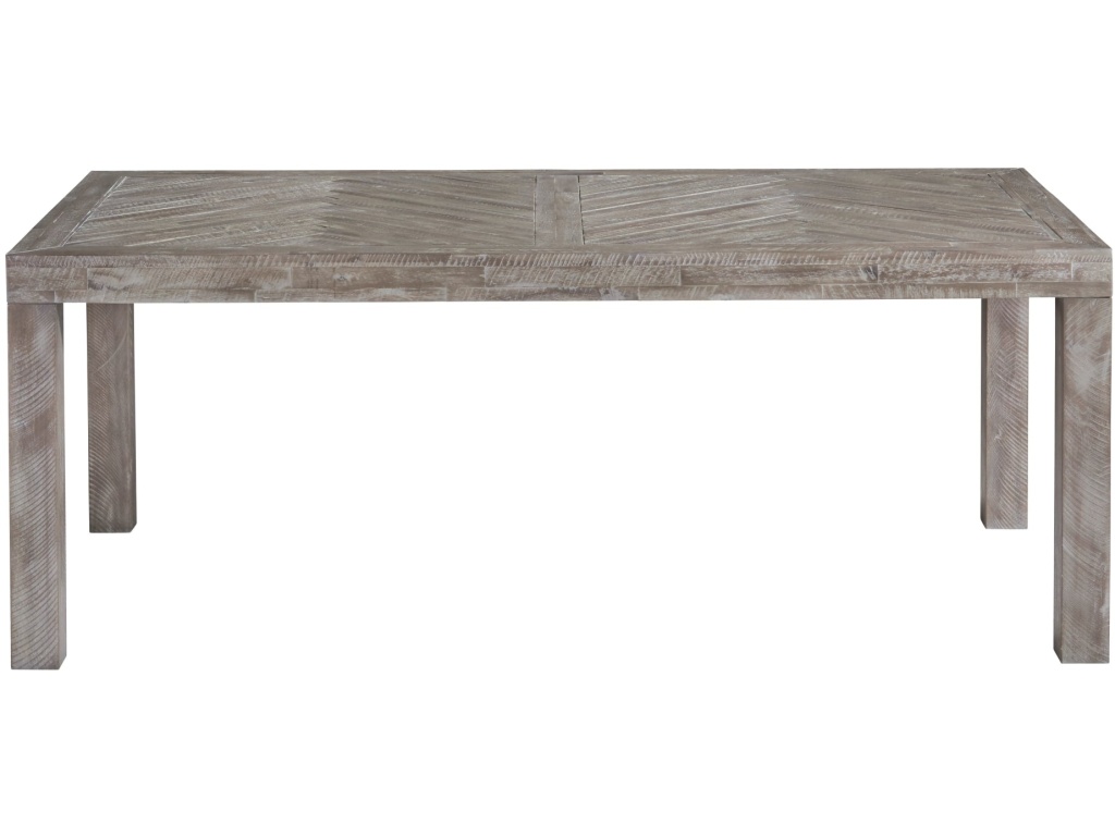 Herringbone Solid Wood Rectangular Dining Table in Rustic Latte - image 4