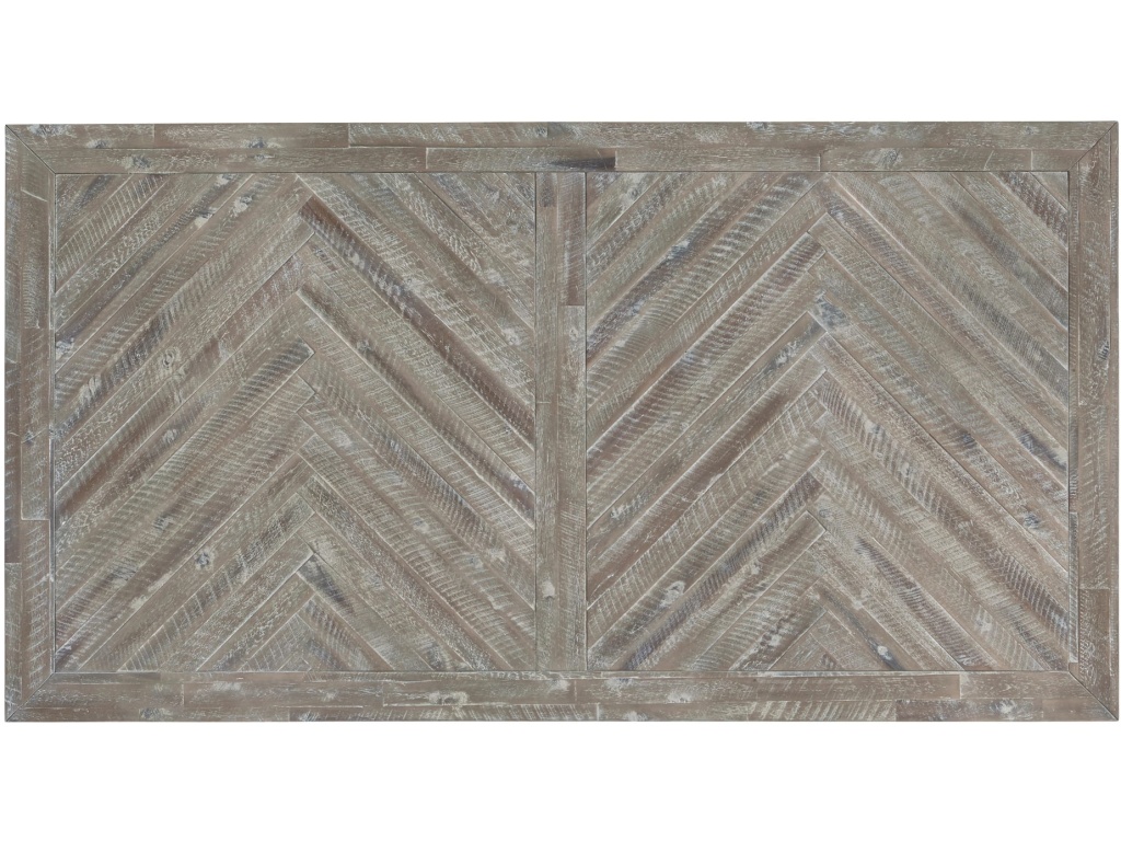 Herringbone Solid Wood Rectangular Dining Table in Rustic Latte - image 5