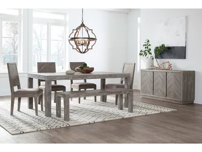 Herringbone Solid Wood Three Door Sideboard in Rustic Latte