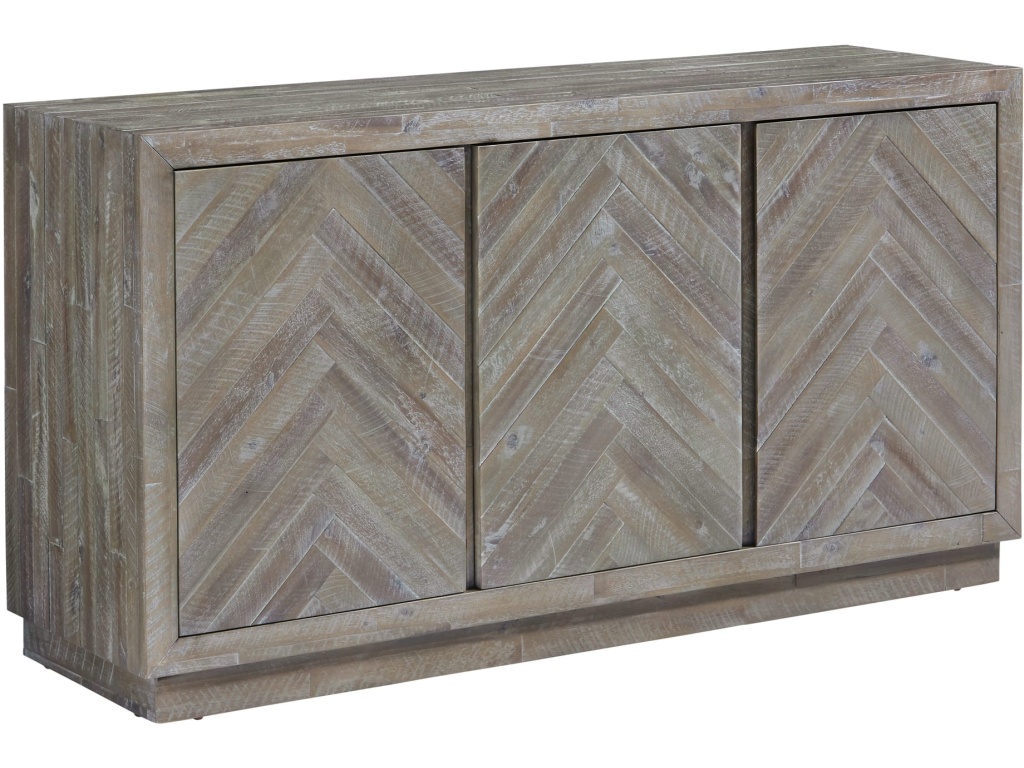 Herringbone Solid Wood Three Door Sideboard in Rustic Latte - image 2