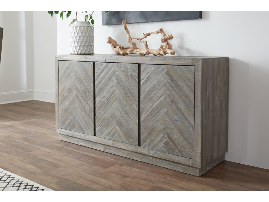 Herringbone Solid Wood Three Door Sideboard in Rustic Latte - main image