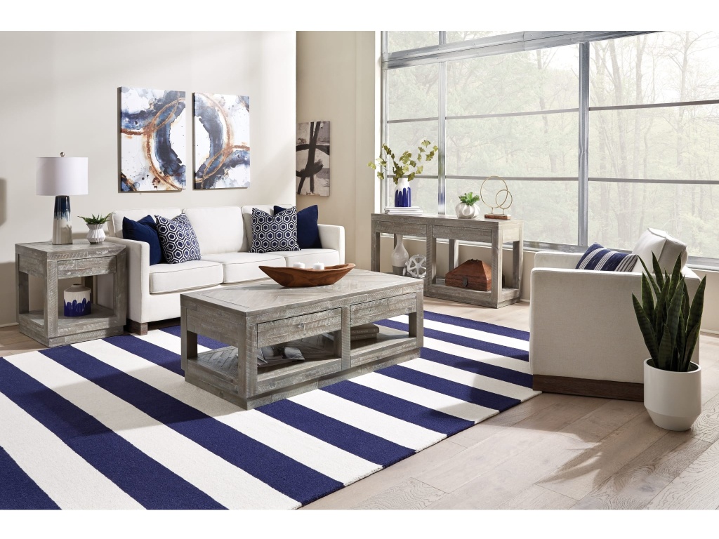 Herringbone Solid Wood Two Drawer Console in Rustic Latte - image 1