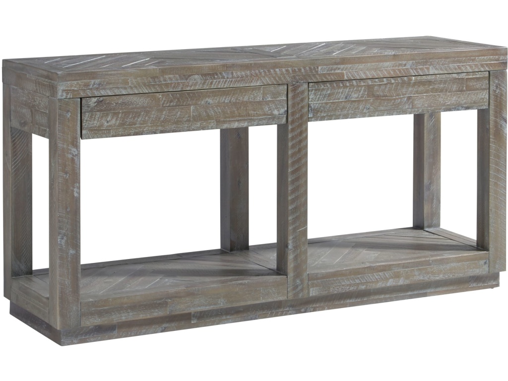 Herringbone Solid Wood Two Drawer Console in Rustic Latte - image 2