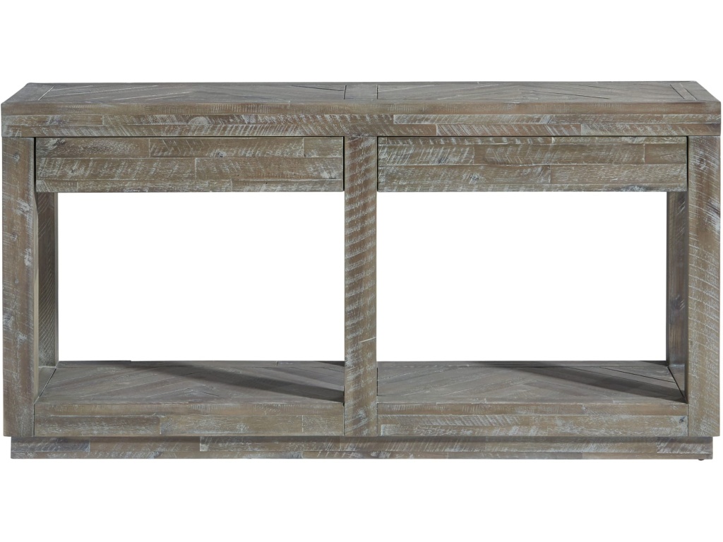 Herringbone Solid Wood Two Drawer Console in Rustic Latte - image 3