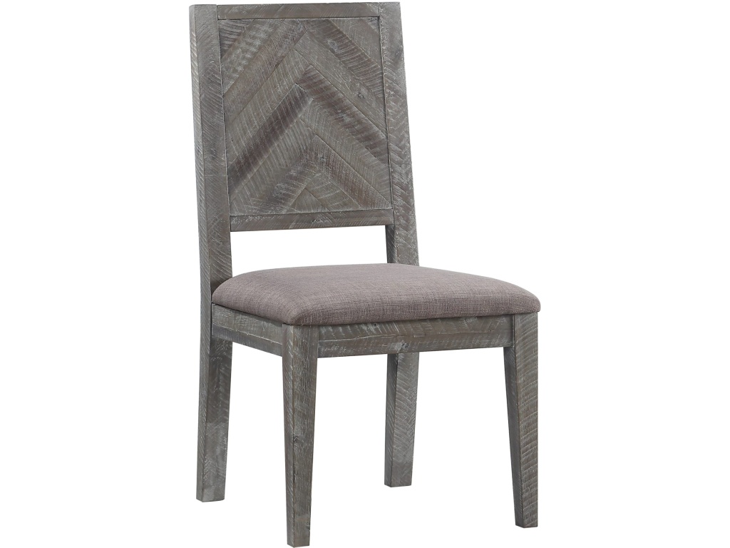 Herringbone Solid Wood Upholstered Dining Chair in Rustic Latte - image 1