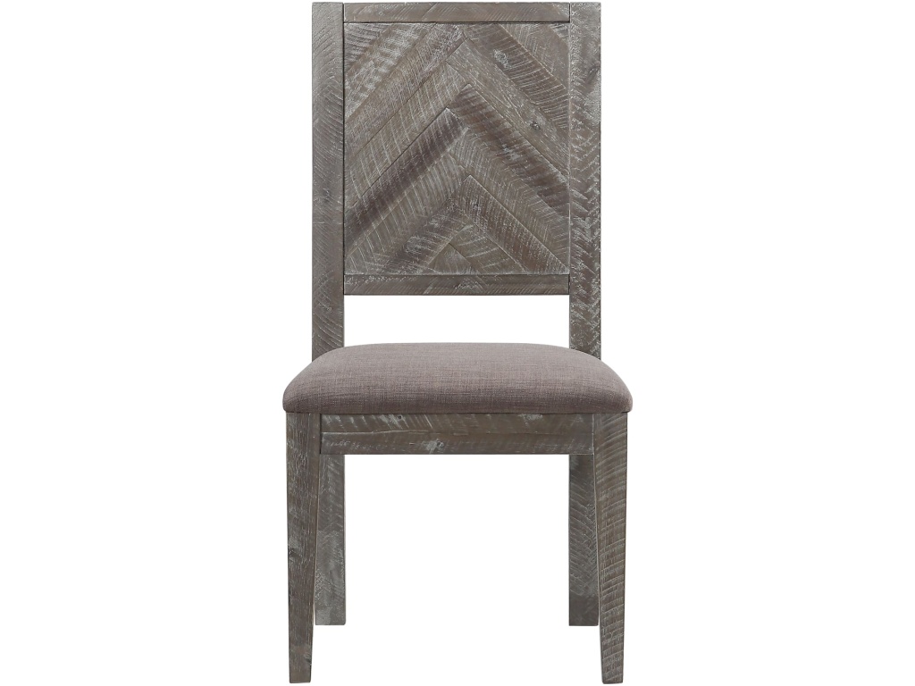 Herringbone Solid Wood Upholstered Dining Chair in Rustic Latte - image 2