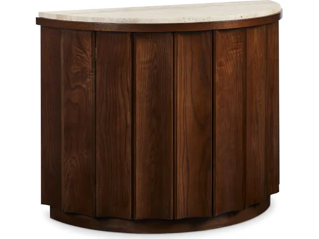 Bridgeton Demilune Chest With Travertine Top