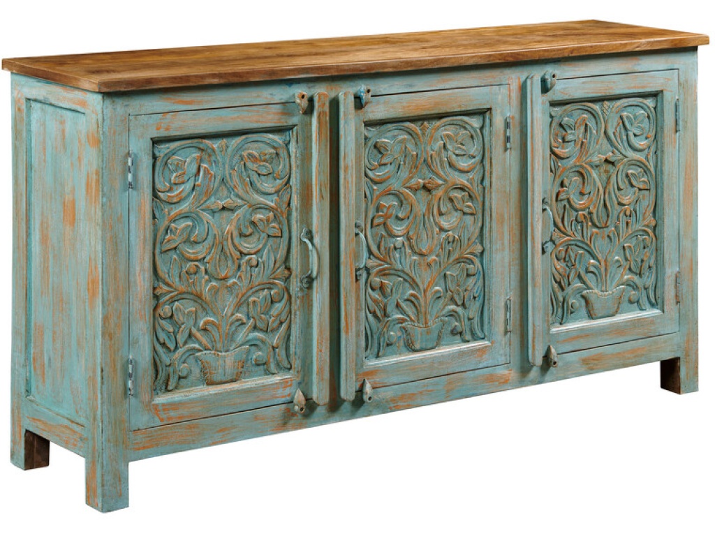 Vintage Blue Three Door Cabinet - main image