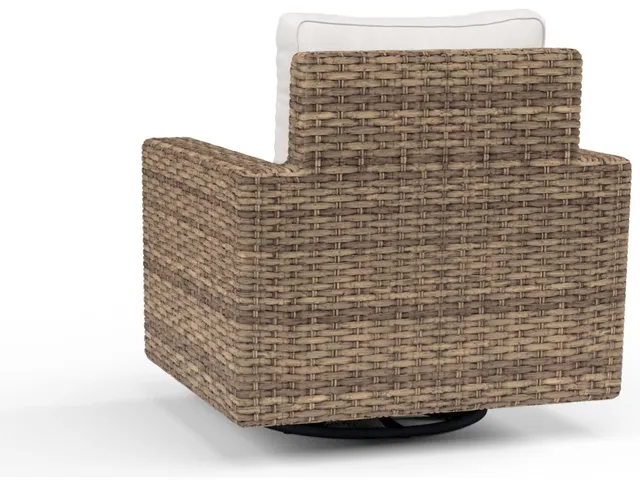 Havana Swivel Club Rocker in Canvas Flax w/ Self Welt