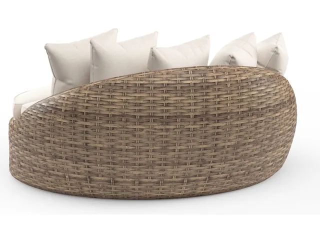 Havana Round Daybed in Canvas Flax w/ Self Welt
