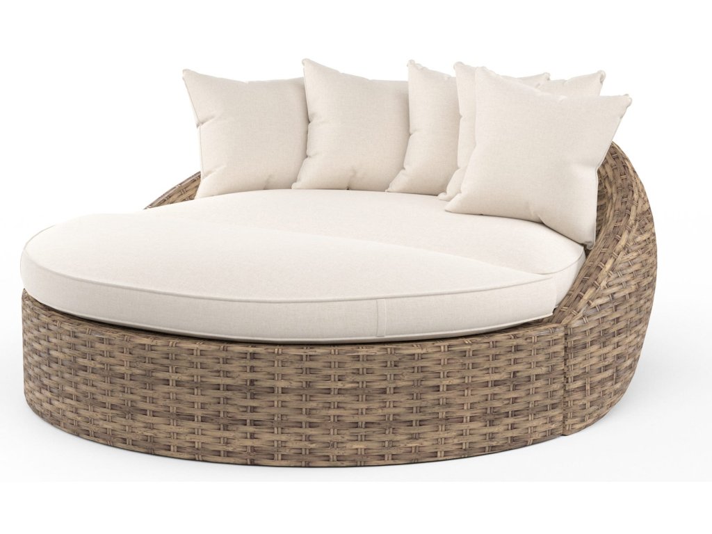Havana Round Daybed in Canvas Flax w/ Self Welt - image 2
