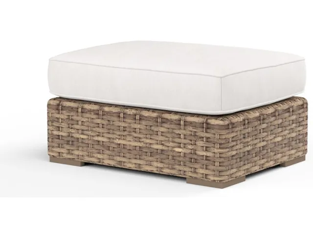 Havana Ottoman in Canvas Flax w/ Self Welt - Alternative View