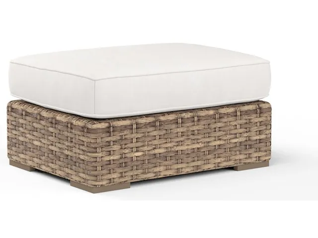 Havana Ottoman in Canvas Flax w/ Self Welt