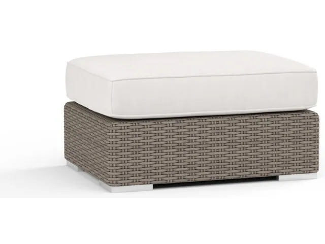 Coronado Ottoman in Canvas Flax w/ Self Welt - Alternative View