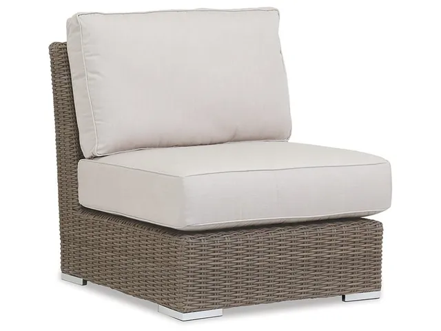 Coronado Armless Club Chair in Canvas Flax w/ Self Welt