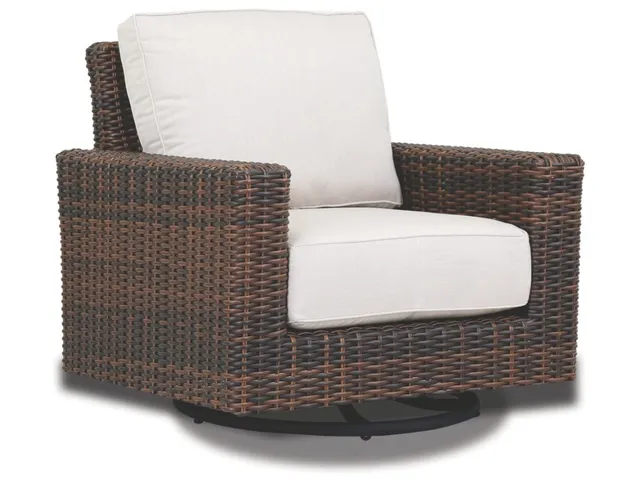 Montecito Swivel Rocker Club Chair in Canvas Flax w/ Self Welt