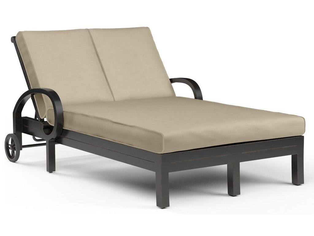 Monterey Double Chaise in Linen Stone w/ Selt Welt - main image