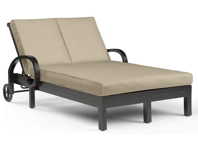 Monterey Double Chaise in Linen Stone w/ Selt Welt