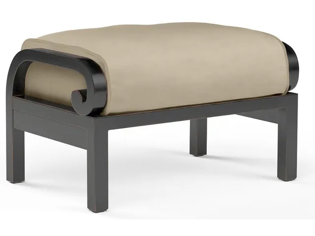 Monterey Ottoman in Linen Stone w/ Selt Welt
