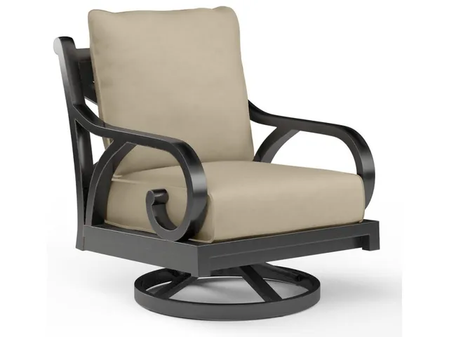 Monterey Swivel Rocker in Linen Stone w/ Selt Welt