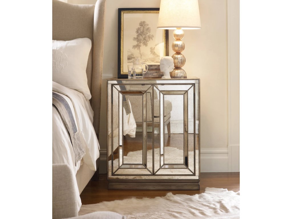 Sanctuary Two-Door Mirrored Nightstand - Visage - main image