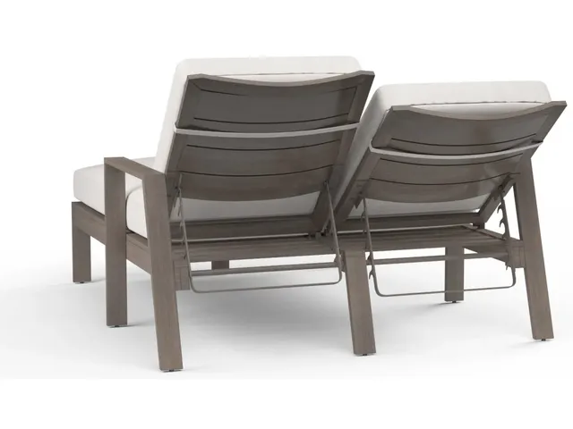 Laguna Double Chaise Lounge in Canvas Flax, No Welt - Alternative View