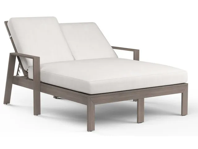 Laguna Double Chaise Lounge in Canvas Flax, No Welt