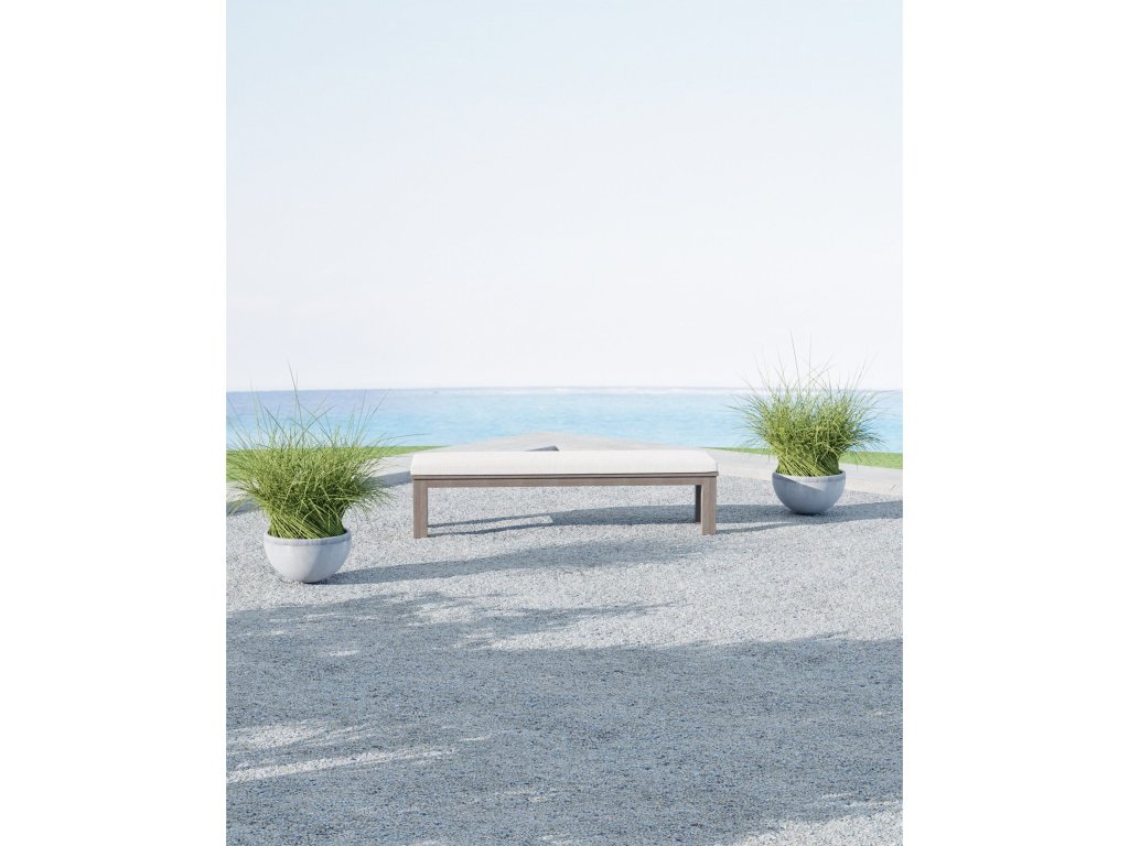 Coastal Teak Dining Bench in Canvas Canvas, No Welt - image 3