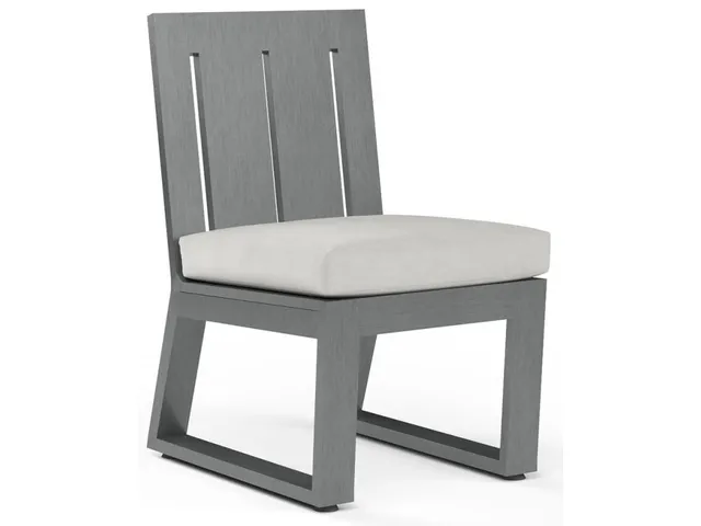 Redondo Armless Dining Chair in Cast Silver, No Welt