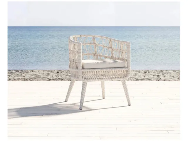 Dana Rope Dining Chair in Linen Canvas w/ Self Welt - Alternative View
