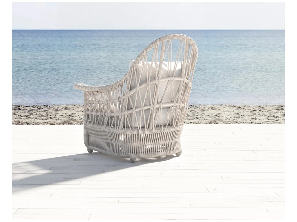 Dana Rope Wing Chair in Linen Canvas w/ Self Welt - image 4