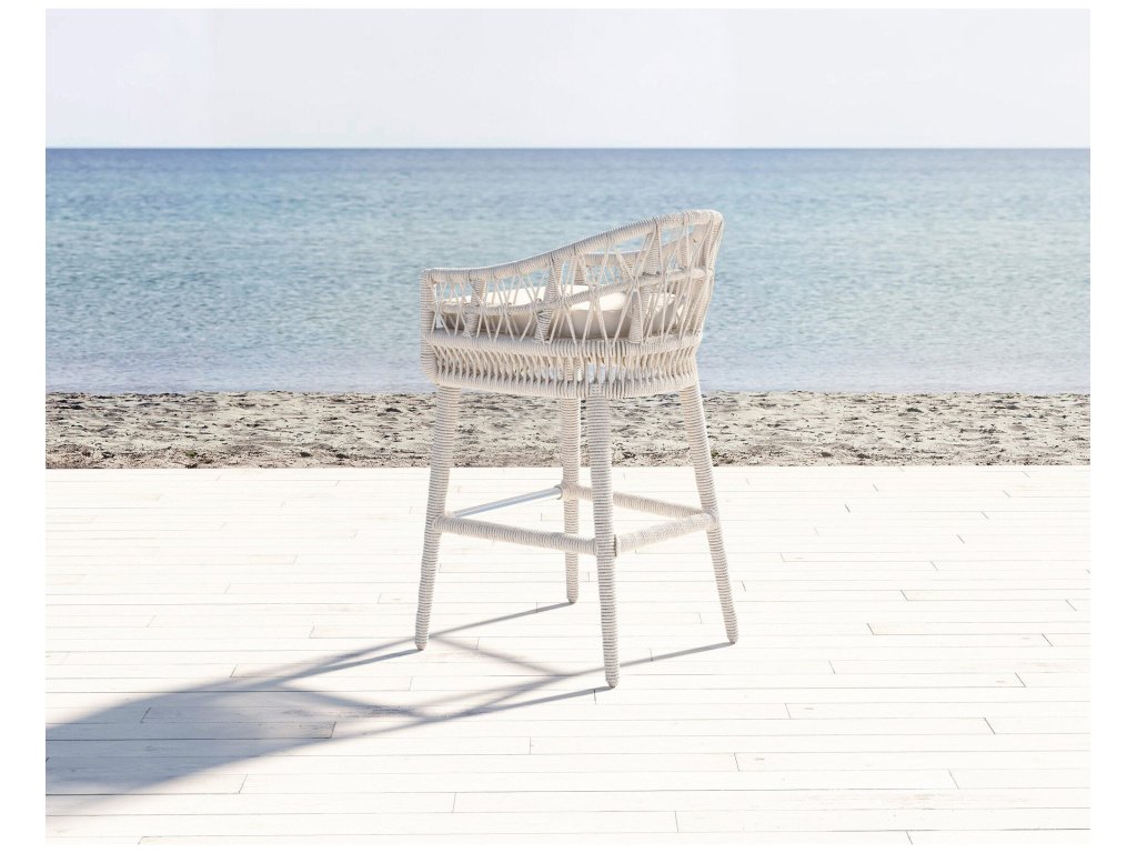 Dana Rope Bar Stool in Linen Canvas w/ Self Welt - image 4