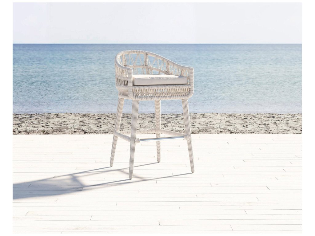 Dana Rope Bar Stool in Linen Canvas w/ Self Welt - image 2