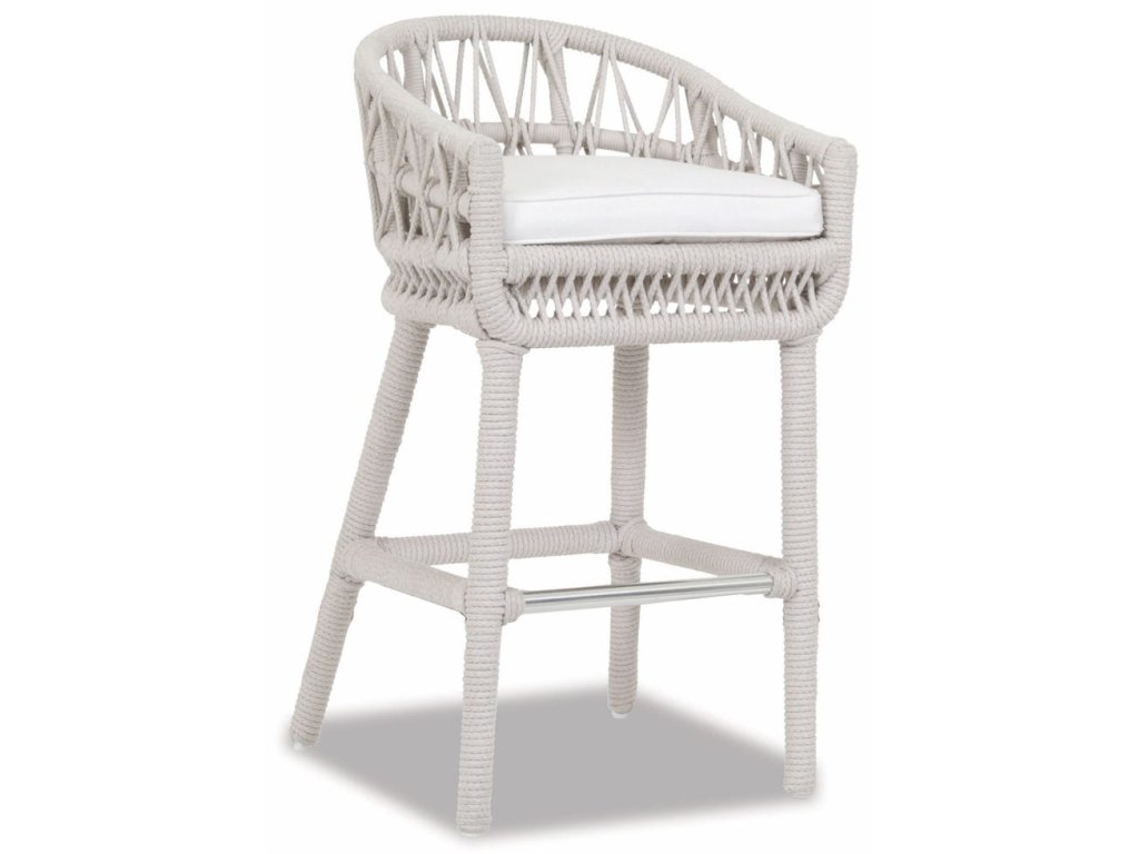 Dana Rope Bar Stool in Linen Canvas w/ Self Welt - main image