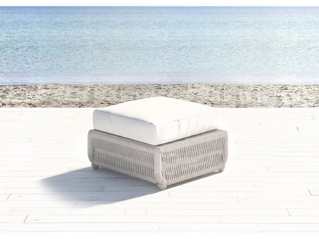 Dana Rope Ottoman in Linen Canvas w/ Self Welt - image 2