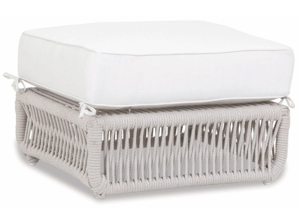 Dana Rope Ottoman in Linen Canvas w/ Self Welt - main image