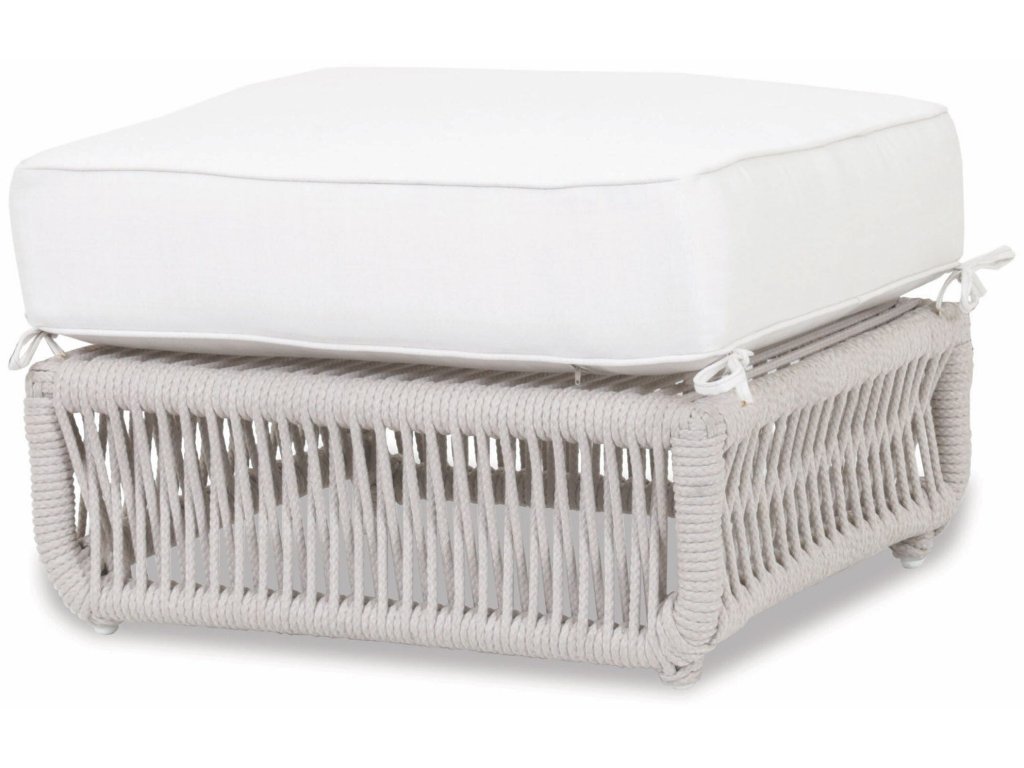 Dana Rope Ottoman in Linen Canvas w/ Self Welt - image 1