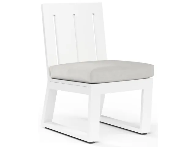 Newport Armless Dining Chair in Cast Silver, No Welt