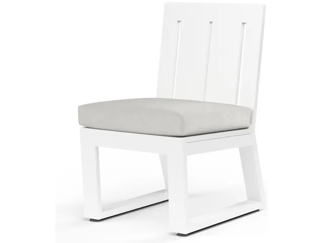 Newport Armless Dining Chair in Cast Silver, No Welt - Alternative View