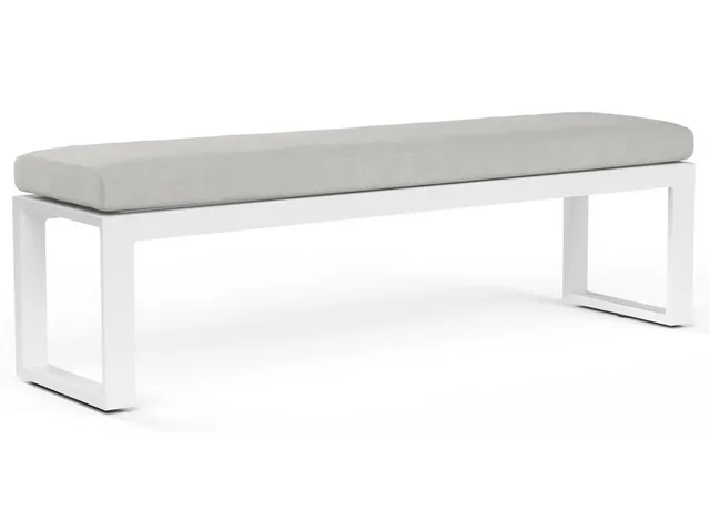 Newport Dining Bench in Cast Silver, No Welt